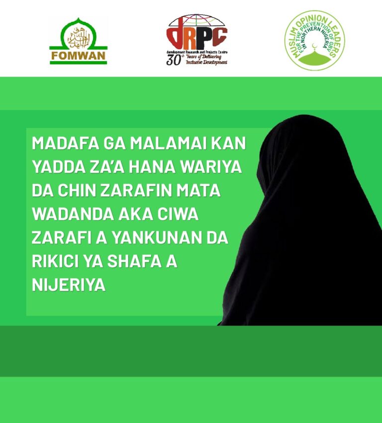 Madafa Ga Malamai akan Yadda Za’a Hana Wariya da Chin Zarafin Mata Wadanda Aka Ciwa Zarafi a Yankunan da Rikici ya Shafa a Nijeriya
